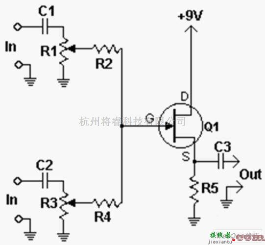 音频处理中的简易多路音频混合电路图  第1张