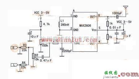 基于MAX2606的MP3调频发射机电路  第1张