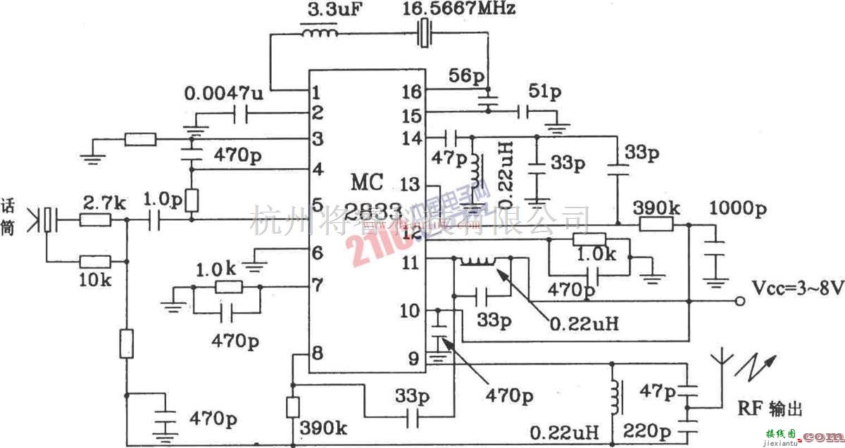 遥控电路中的MC2833组成的无线电发射电路  第3张