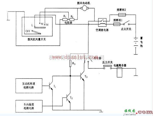 汽车电路图中的关于汽车空调的控制电路图  第1张