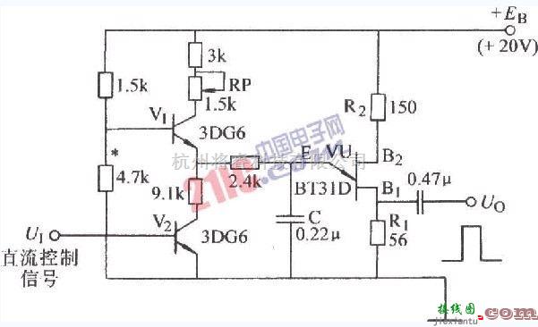 控制电路中的单结晶体管可控脉冲发生器电路原理图  第1张