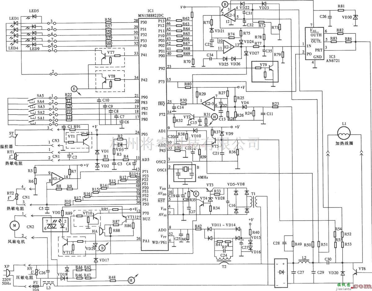 由MN158882JDC设计的松下KY-P2N电磁炉电路原理图  第1张