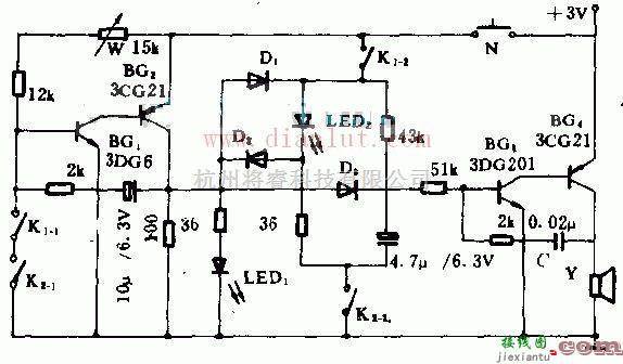 光电电路中的能发出4种音调的设计  第1张