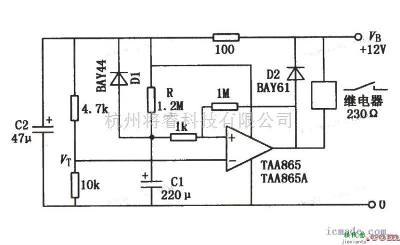 控制电路中的运算放大器组成的继电器延时释放电路  第1张
