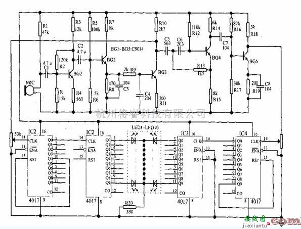 光电电路中的反向音频音乐跑灯电路  第1张