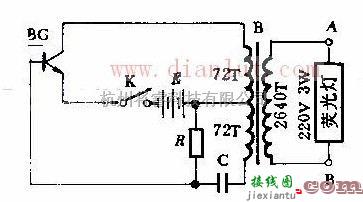 光电电路中的简易直流荧光灯电路图  第1张