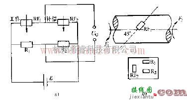 传感器电路中的简易单片工作桥式力敏电桥电路图  第1张