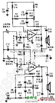 遥控电路中的基于LM2877构成具有低音控制的立体声电唱机放大器  第1张