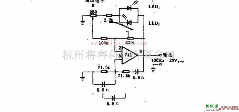 光电电路中的400HZ发光二极管与运算放大器联用正弦波电路  第1张