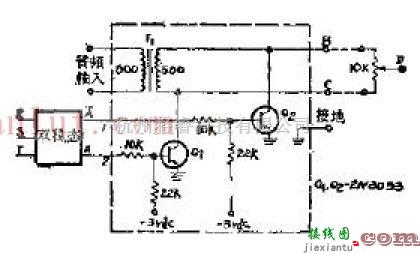 光电电路中的用于电子音频开关的电路原理图  第1张