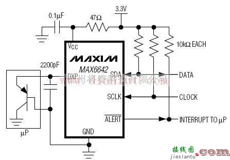 传感器电路中的以MAX6642为基的MAXIM温度传感器电路  第1张