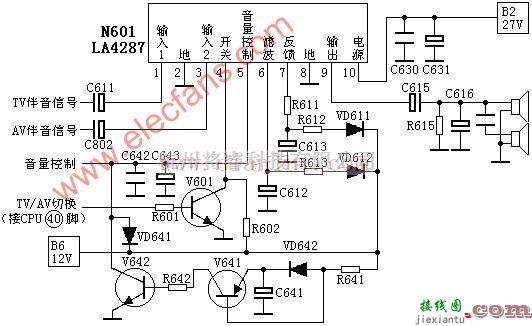 音频电路中的基于LA4287的功率放大电路  第1张