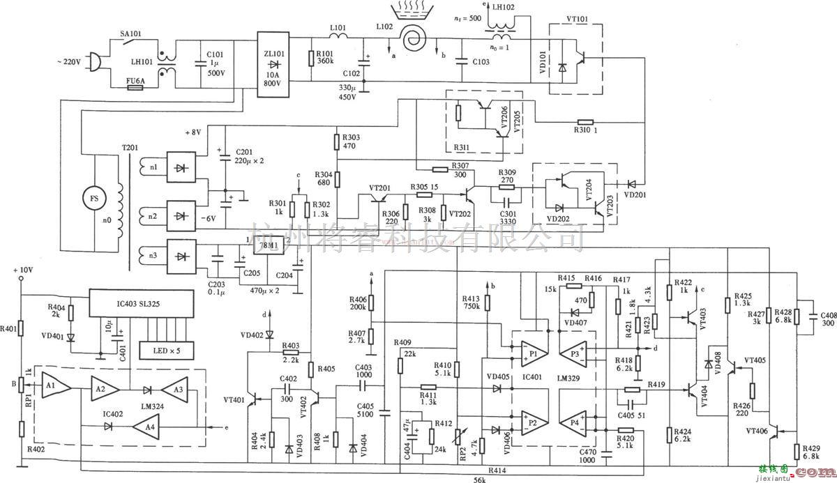 由SL325组成的HF-10A电磁炉电路原理图  第1张