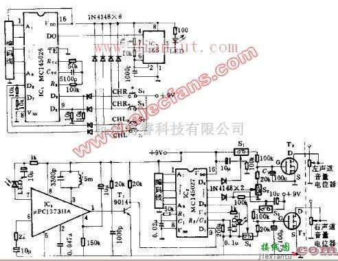 光电电路中的基于双声道的红外音量遥控电路  第1张