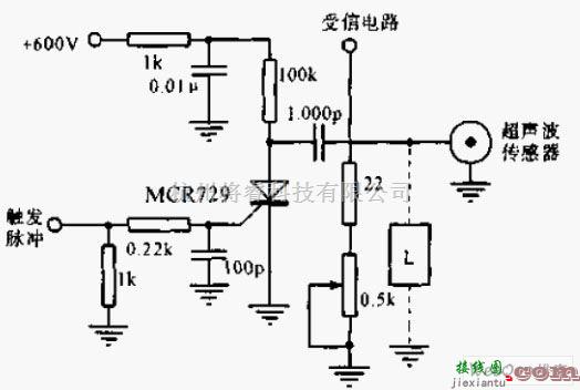 传感器电路中的可控硅超声波传感器驱动电路图  第1张