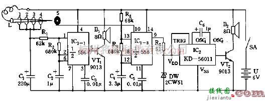 基于556芯片构成穿圈逮小鸡游戏机电路  第1张