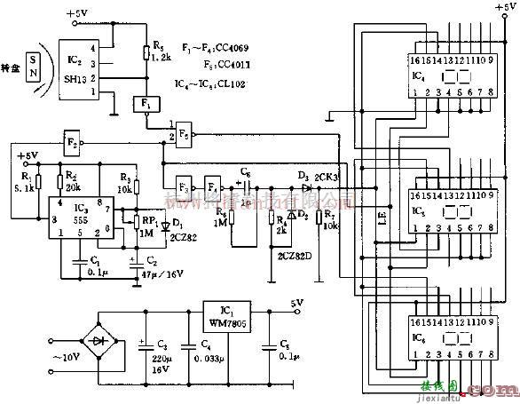 新型简易555集成化数字转速仪电路  第1张