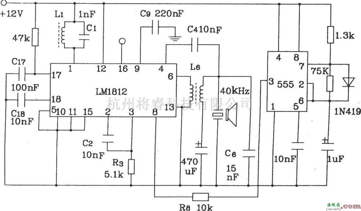 无线接收中的由LMl812构成0～6m测距电路图  第1张