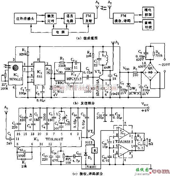 电红外无线遥控语音报讯电路  第1张