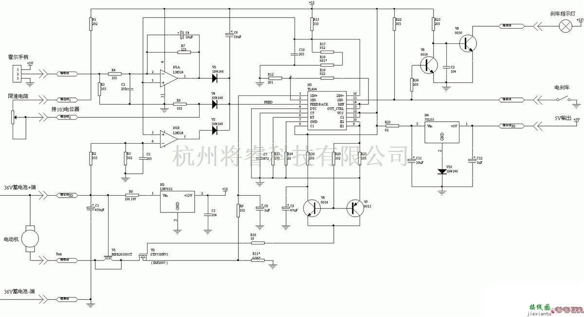 控制电路中的36V电动车控制器电路  第1张