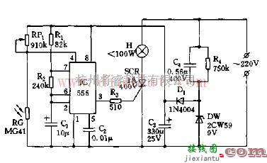 基于555定时器的闪光保安灯电路  第1张