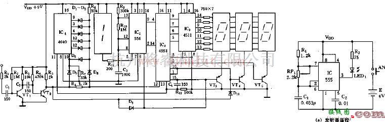 555集成收音机数字式频率显示器电路  第1张