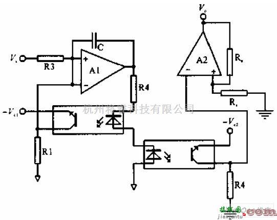 光电耦合器电路中的远距离传输模拟信号的光电耦合电路图  第1张