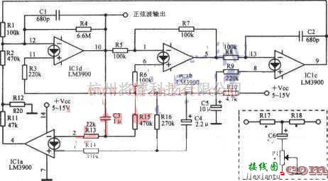 信号产生中的2.34kHz正弦波振荡器电路图简介  第1张