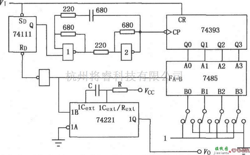 控制电路中的由比较器74LS85组成的延时电路  第1张