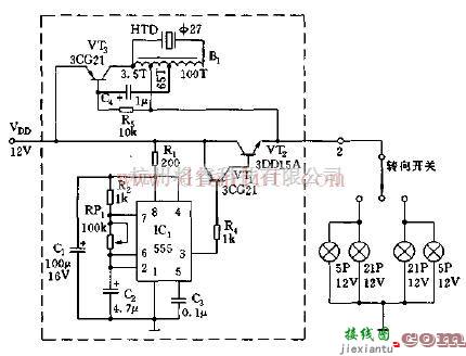 无触点汽车转弯蜂鸣器电路原理图  第1张