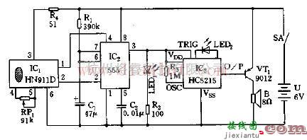 三种红外传感高压语音告戒电路  第1张