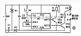 音频电路中的声光电子门铃电路  第1张
