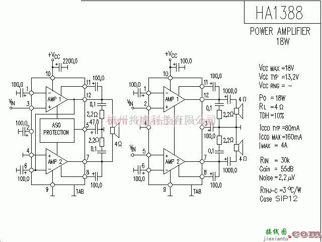 音频电路中的简要介绍HA1388功放电路图  第1张