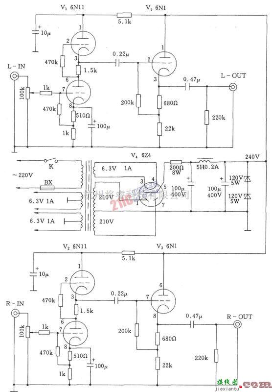 音频电路中的关于电子管功放前级放大器电路的介绍  第1张