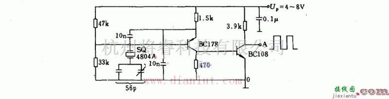 信号产生中的基于SQ4804A构成的100KHZ振荡器工作原理电路图  第1张