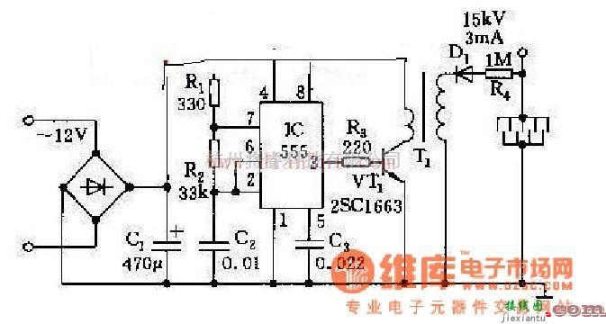 信号产生中的基于NE555的高压静电发生器电路  第1张