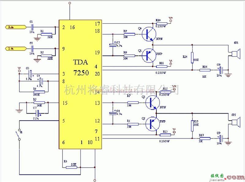 音频电路中的基于TDA7250驱动制作的100W功放原理及电路  第1张