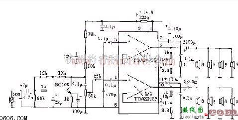 音频电路中的由TDA2005S构成的200W公共汽车收音机和扩音机电路  第1张