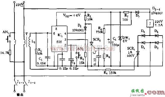 采用IC555的触点、过压保安器电路  第1张