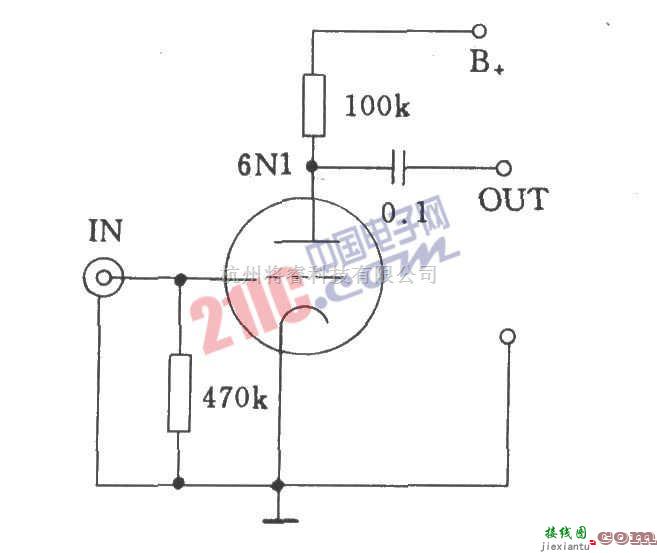 音频电路中的电子管输入电压放大的输入方式示意图  第1张