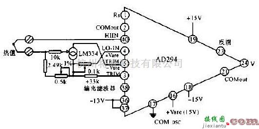 冷端补偿的隔离输出型热电偶的测温电路  第1张