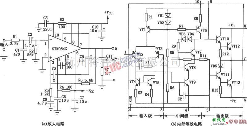 音频电路中的基于STK084G的50W厚膜功放电路图及其原理  第1张