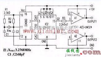 信号产生中的由CD4060和CD4027构成的50Hz振荡器电路  第1张