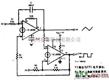 信号产生中的集成电路构成的三角波和方波发生器电路图  第1张