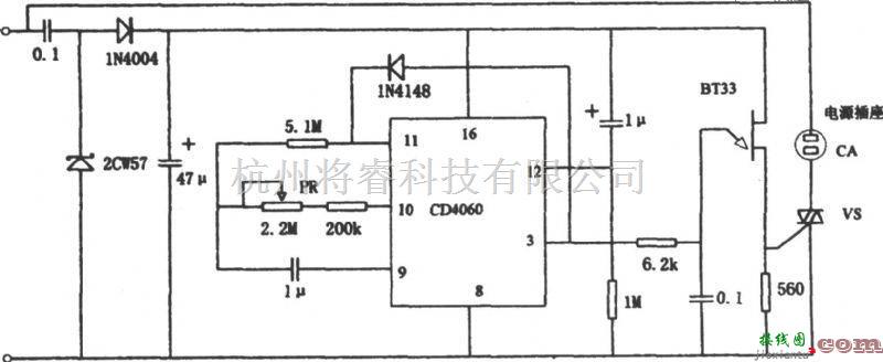 控制电路中的电饭锅预置断电定时器电路原理图  第1张