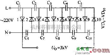 电源电路中的晶体二极管-电容十倍升压电路图  第1张