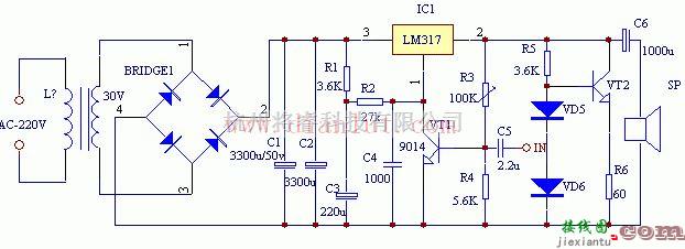 音频电路中的采用三端稳压LM317制作的甲类功放电路  第1张