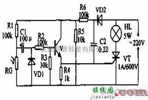 控制电路中的光控延时壁灯电路图  第1张