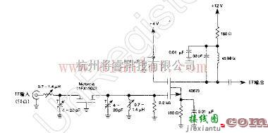 线性放大电路中的45MHz带晶体滤波器IF放大器电路图  第1张