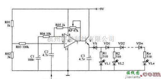 线性放大电路中的LED电平指示器带可调增益放大级电路设计  第1张